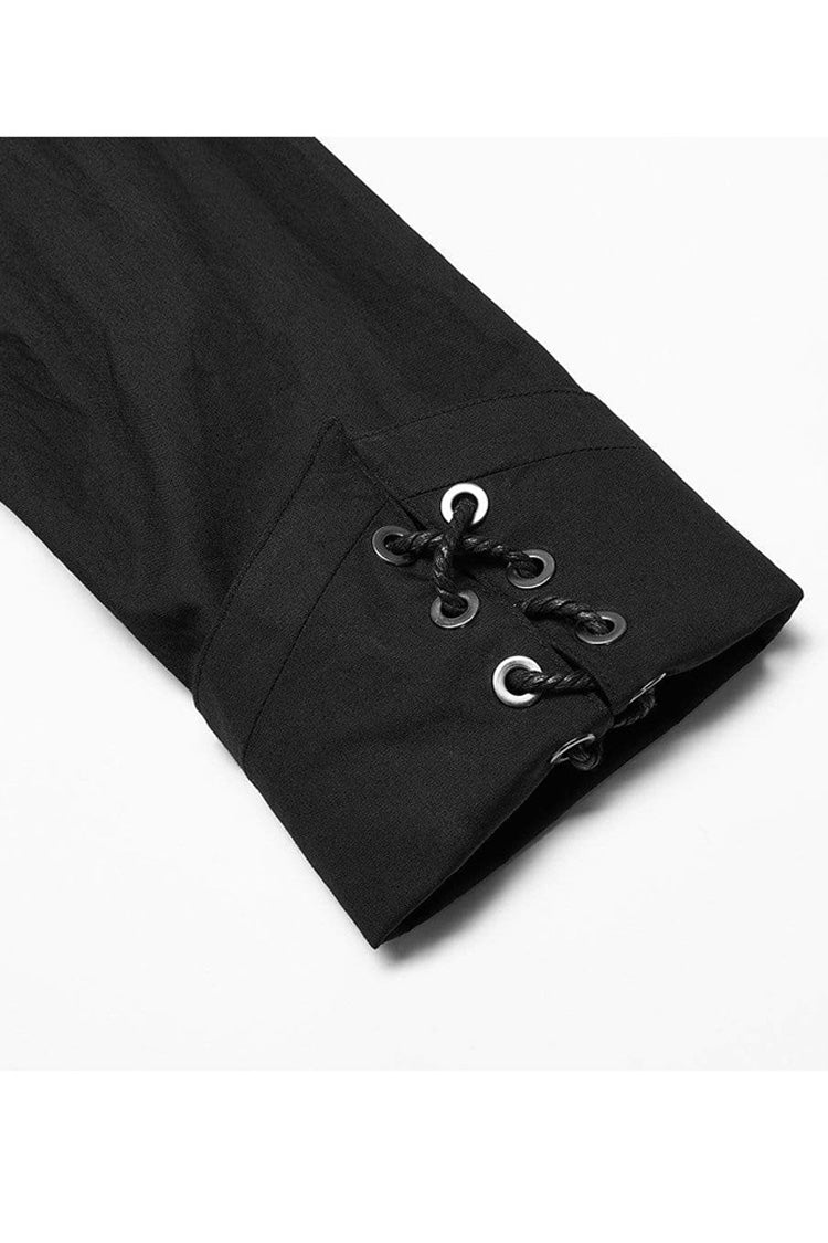 Black Punk Asymmetric Hem Personality Metal Buckle Decorative Soft Long Sleeve Shirt