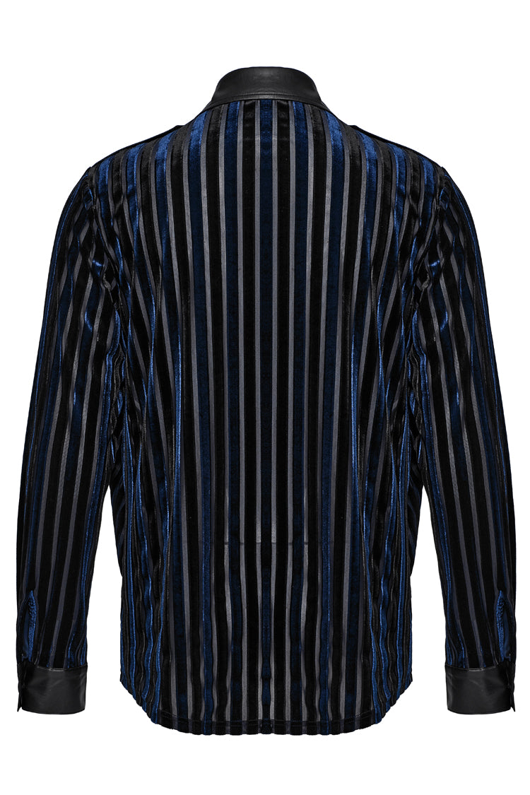 Black/blue Lapel Collar Stitching Slim Gothic Blouse