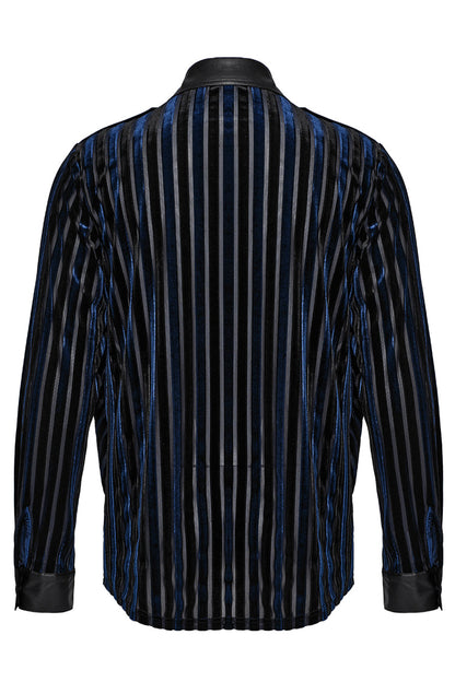 Black/blue Lapel Collar Stitching Slim Gothic Blouse