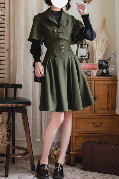 Classic Halterneck Sleeveless Ruffled Fishbone Lolita Dress 3 Colors
