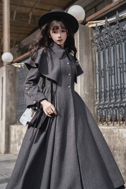 British Detective Lolita Coat + Cape + Skirt + Shirt + Bag + Brooch + Hat + Beret + Necklace