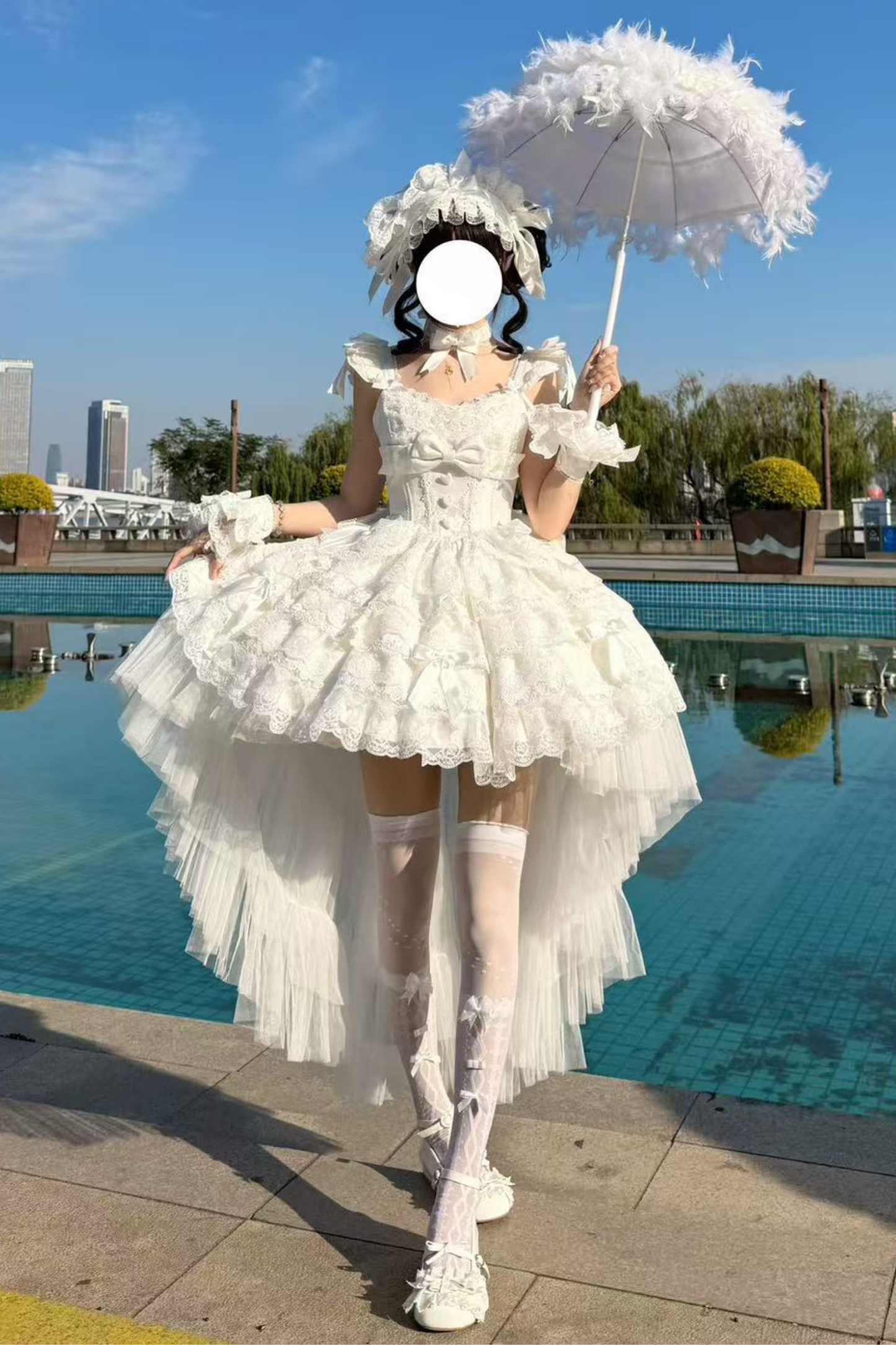 [pre-order] Princess Ballet Tiered Lolita Dress + Headband + Necklace + Sleeves + Tail