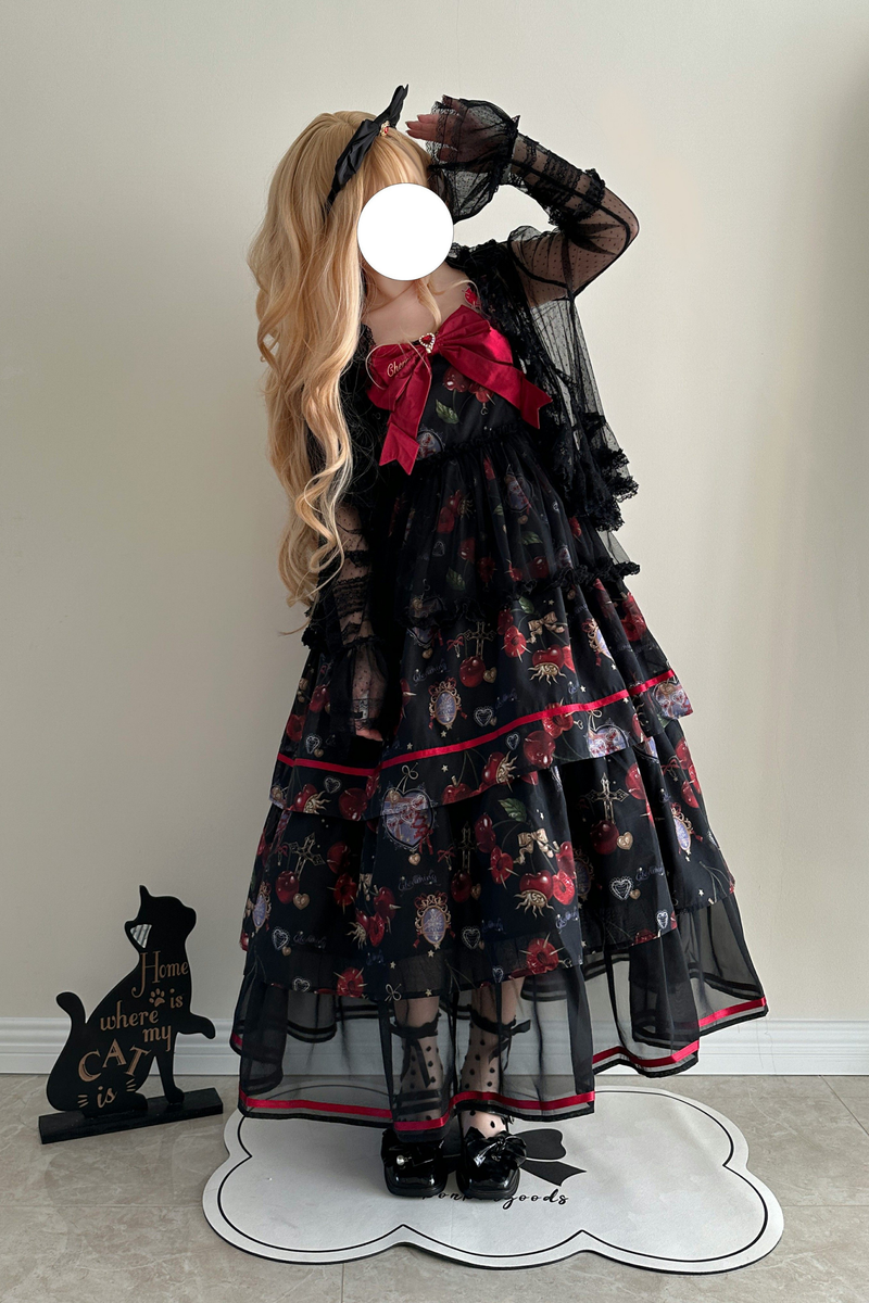 Retro Antique Cherry Sweet Lolita Dress + Jumper Skirt