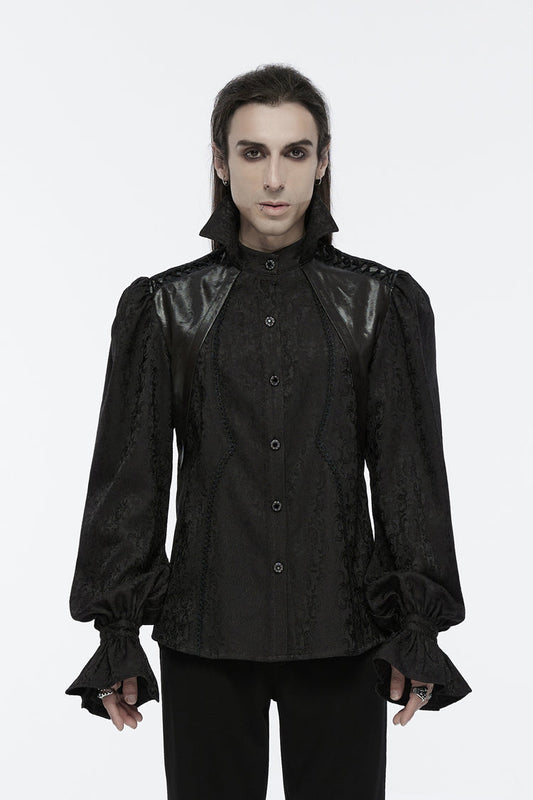 Black Long Puff Sleeves Lace-up Gothic Blouse