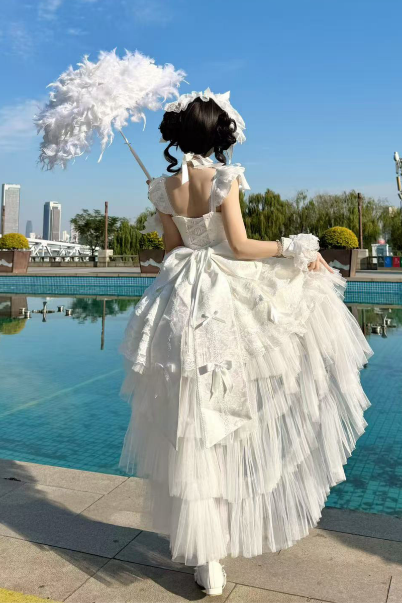 [pre-order] Princess Ballet Tiered Lolita Dress + Headband + Necklace + Sleeves + Tail