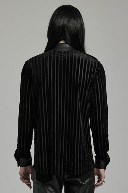 Black Lapel Collar Stitching Slim Gothic Blouse
