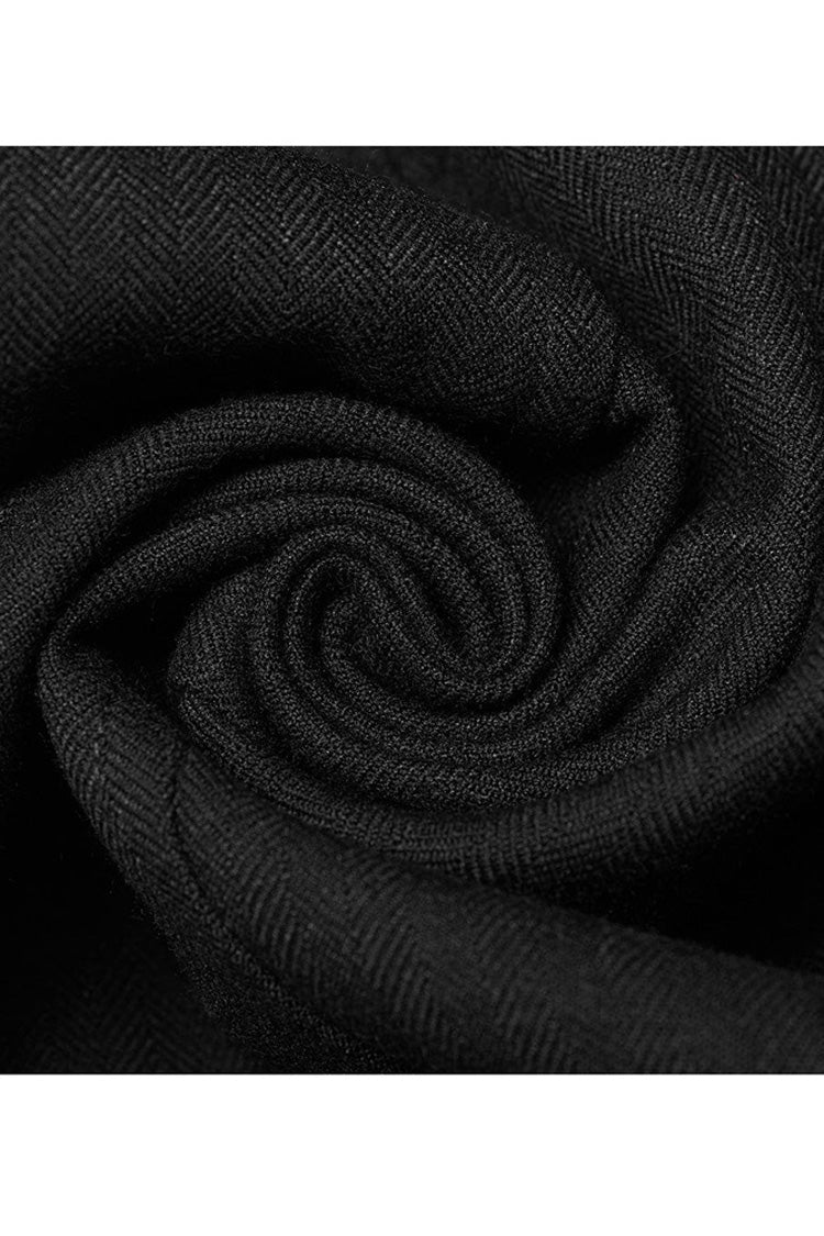 Black Punk Jacquard V-neck Stitching Three Dimensional Engraving Hand Sewn Button Lace Short Vest
