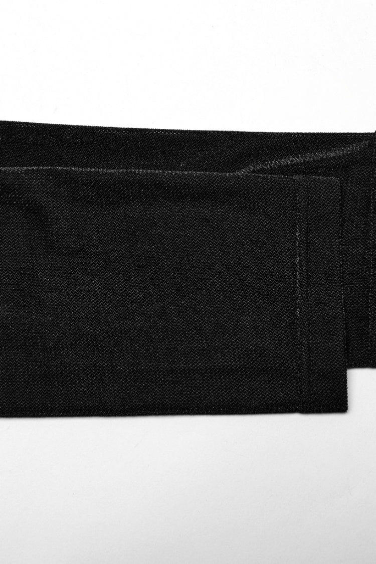 Black Stand Collar Long Sleeves Embroidery Cross Flocking Gothic Blouse