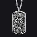 Engraved Viking Celtic Wolf Dog Tag Necklace for
