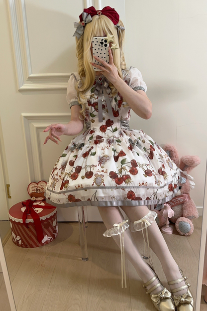 Retro Antique Cherry Sweet Lolita Dress + Jumper Skirt