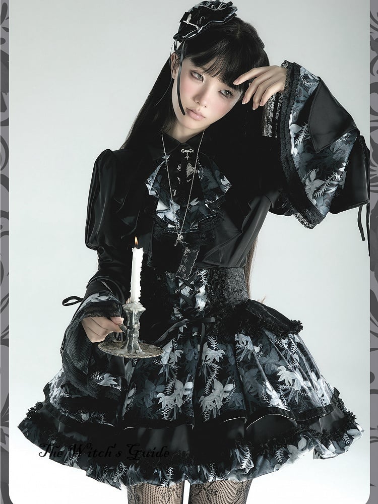 [pre-order Deadline: May 13] Bone Iris Gothic Black Ruffle Shirt + Corset Skirt + Accessories