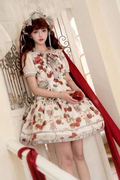 Retro Antique Cherry Sweet Lolita Dress + Jumper Skirt