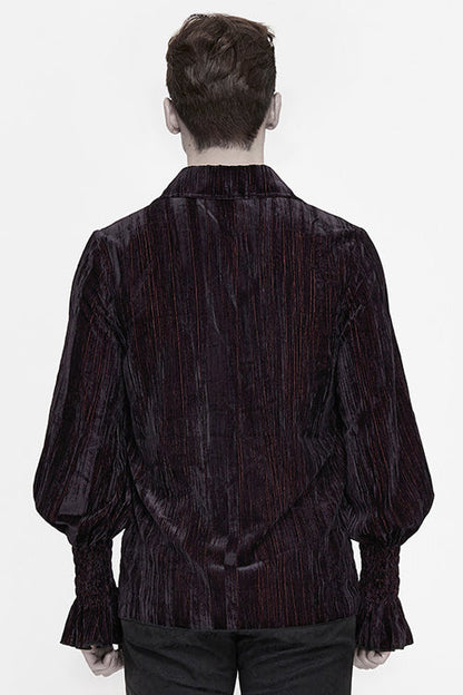 Black and Red Velvet Lantern Sleeves Loose Gothic Blouse