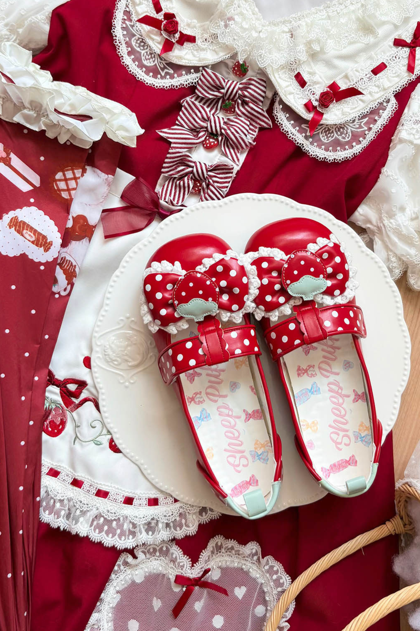 Strawberry Polka Dot Flats