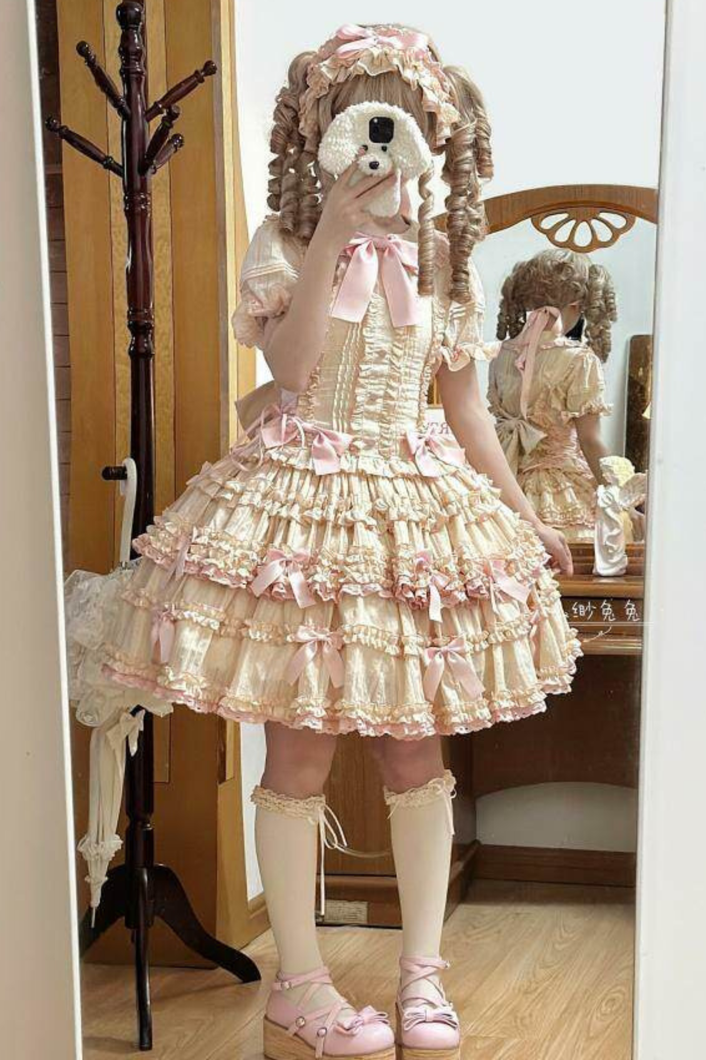 Pure Girl Ribbon Lolita Skirt + Innerwear + Vest + Hair Band + Sleeve