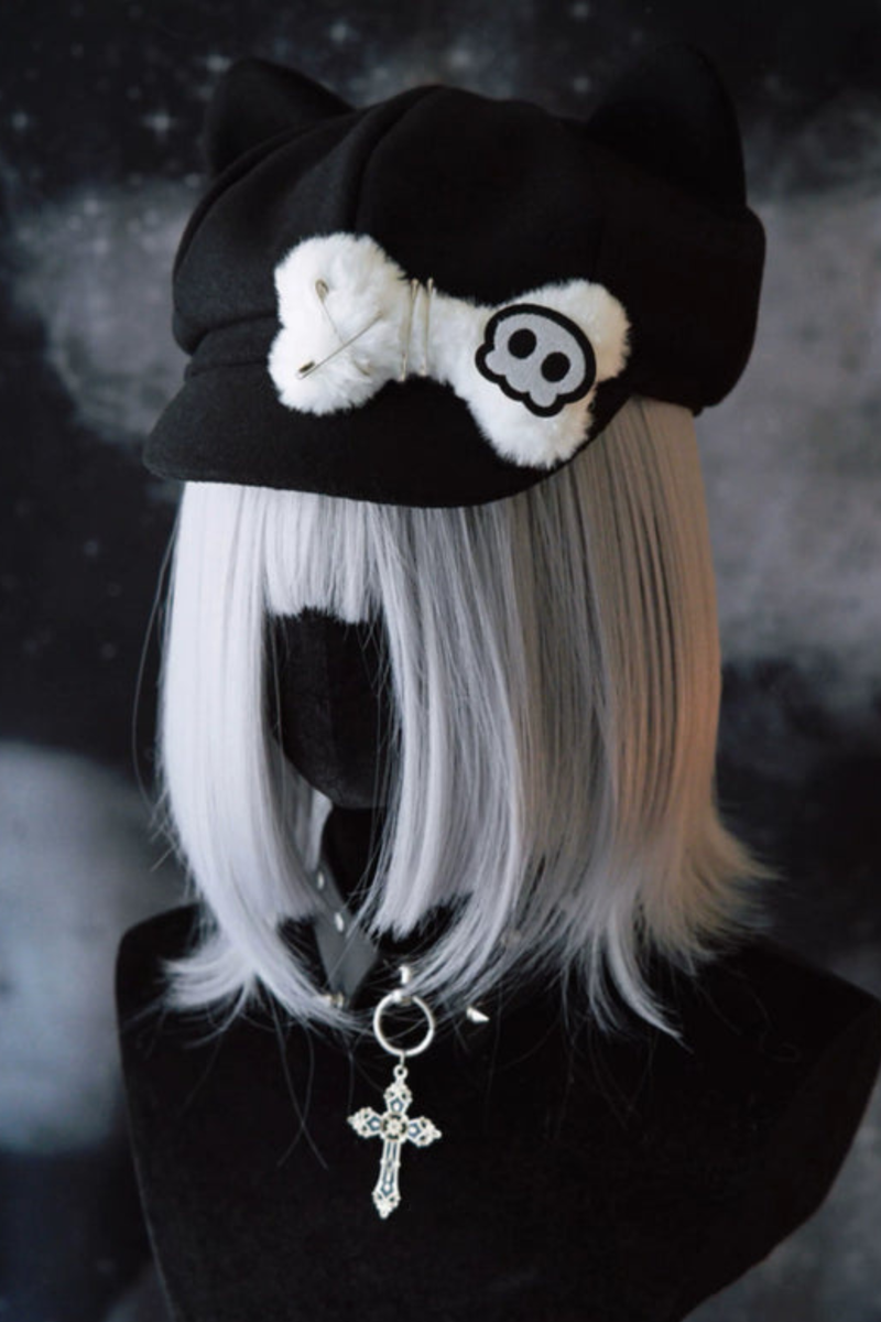 Skeleton Bone Cat Ear Hat