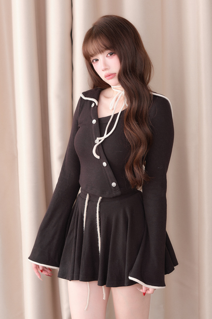 Sailor Collar Top + Flare Skirt