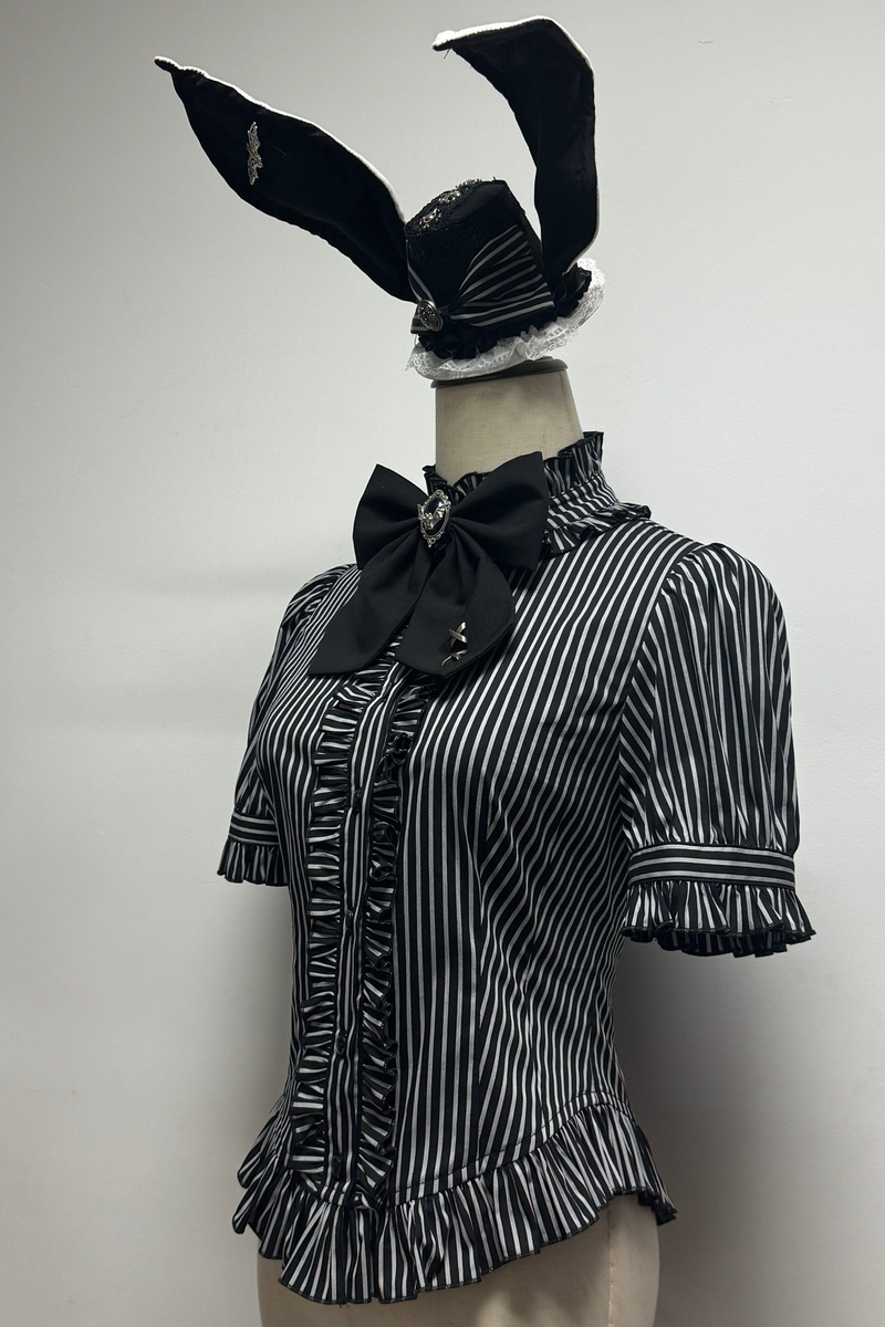[pre-order Deadline: March 20] Rabbit Gothic Vampire Lolita Skirt + Striped Shirt + Hat