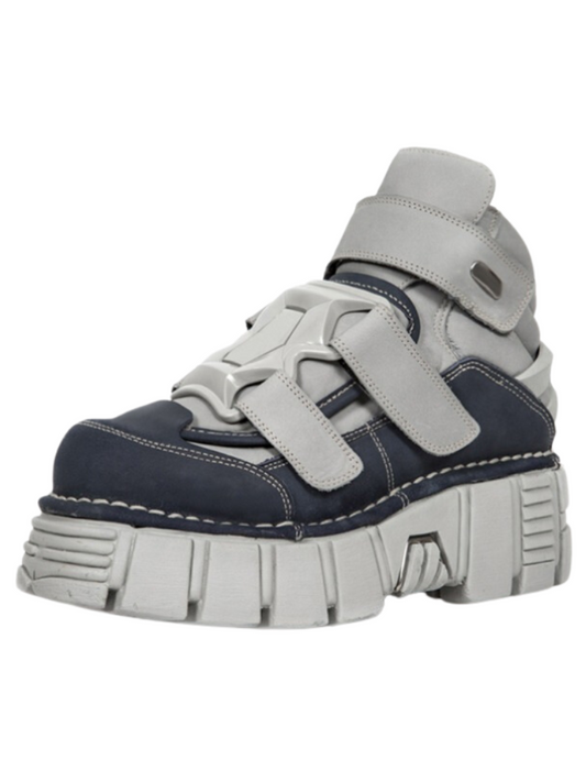 Metal Velcro High Top Platform Sneakers Shoes