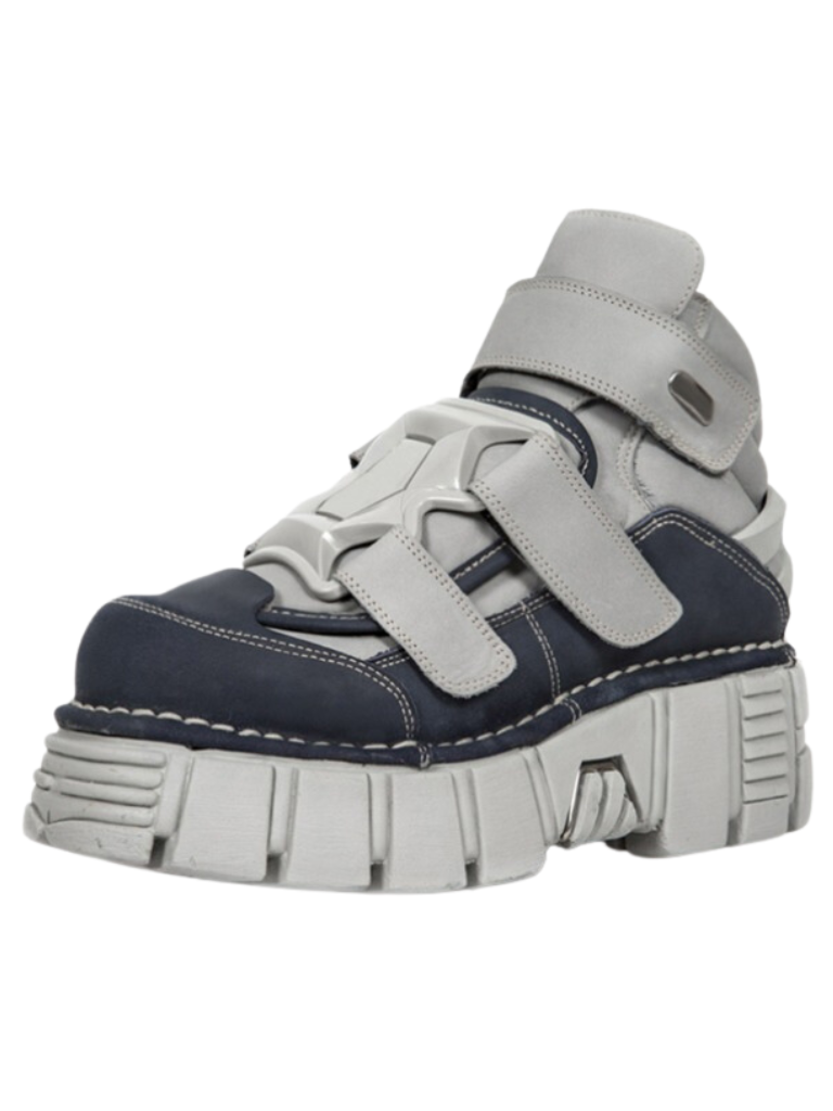 Metal Velcro High Top Platform Sneakers Shoes