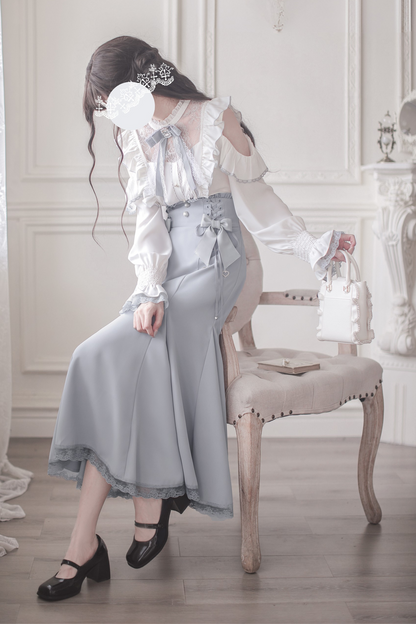 Off Shoulder Design Shirt + Mermaid Skirt