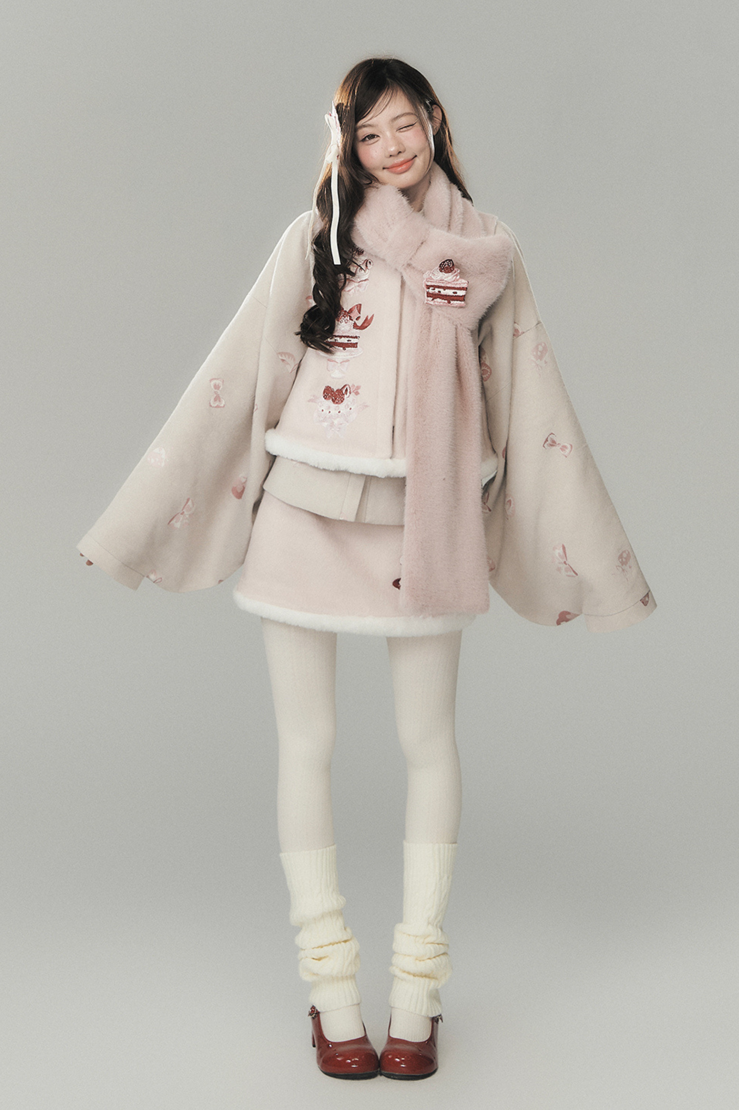 Strawberry Cake Preppy Style Vest + Top + Skirt