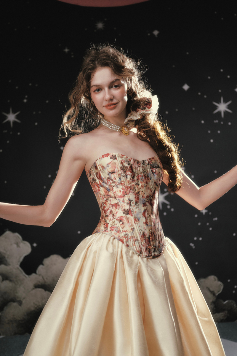 Antique Corset Top + Satin Flare Skirt