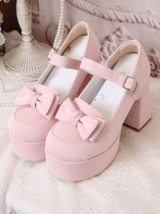 Lolita Ribbon Round Toe Single High Heel