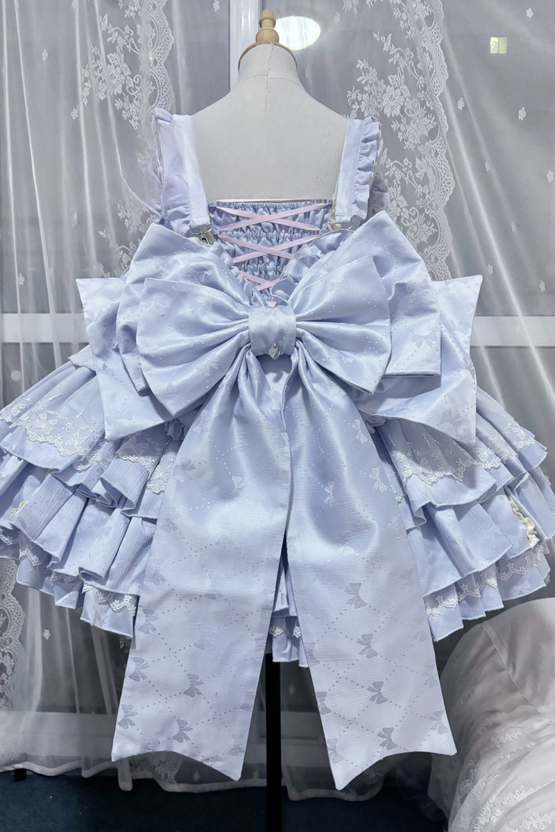 Layered Ruffle Sweet Princess Lolita Jumper Skirt + Tail + Headband + Cape + Bonnet