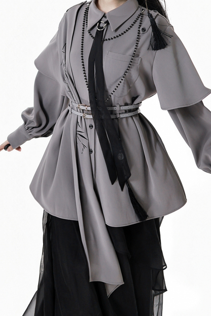Chinese-style Top + Chiffon Pants + Corset