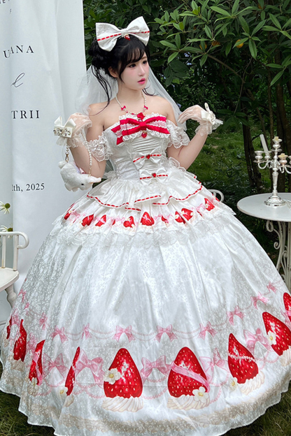 Ribbon Love Strawberry Princess Dress + Skirt
