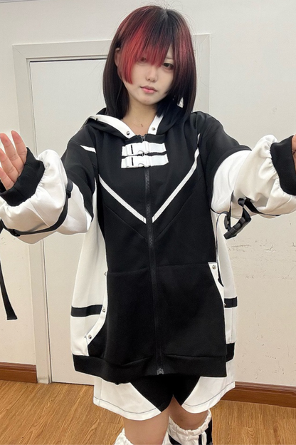 [angel Style] Subculture Aqua Hoodie Top + Shorts + Leg Covers