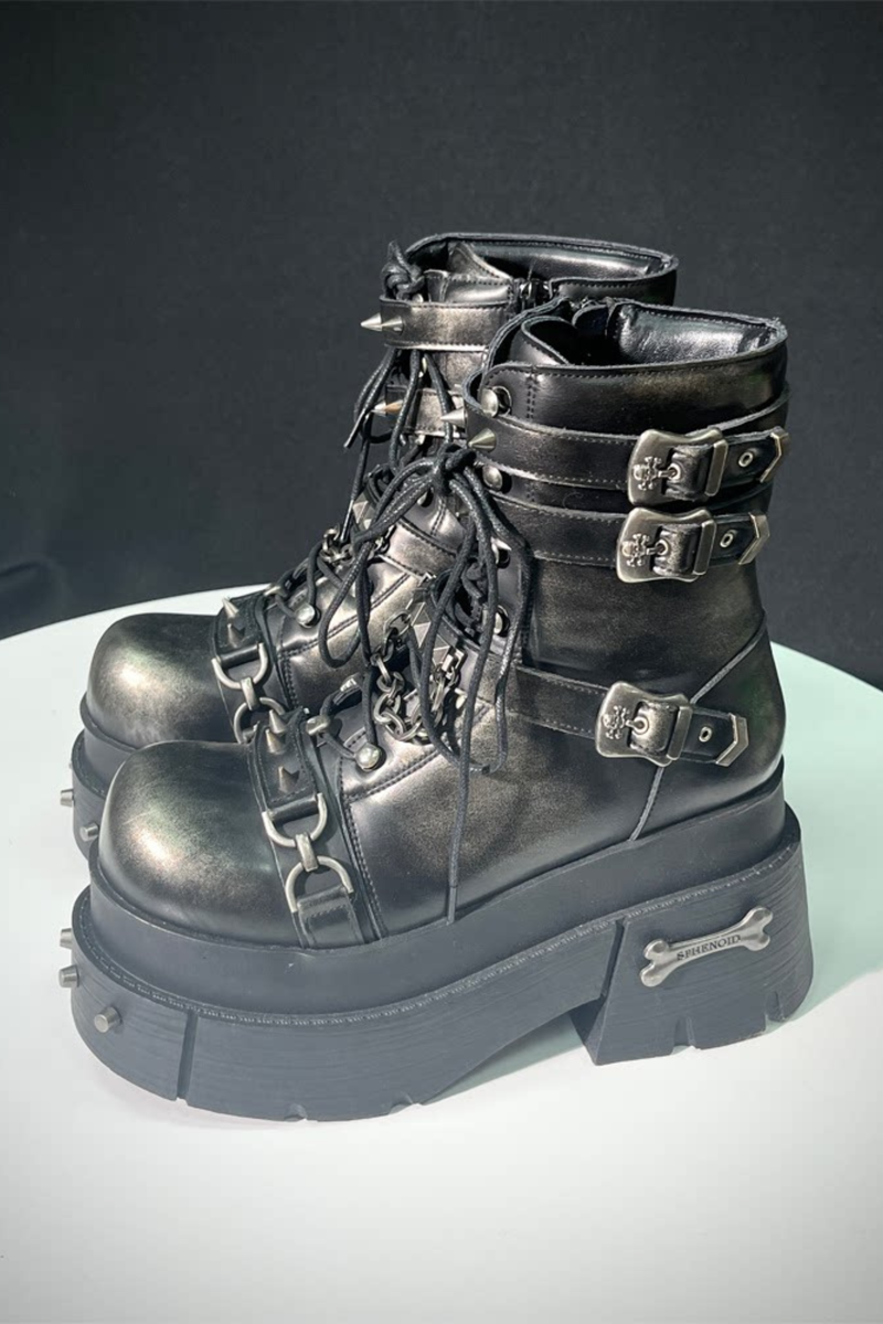 Leather Punk Platform Boots