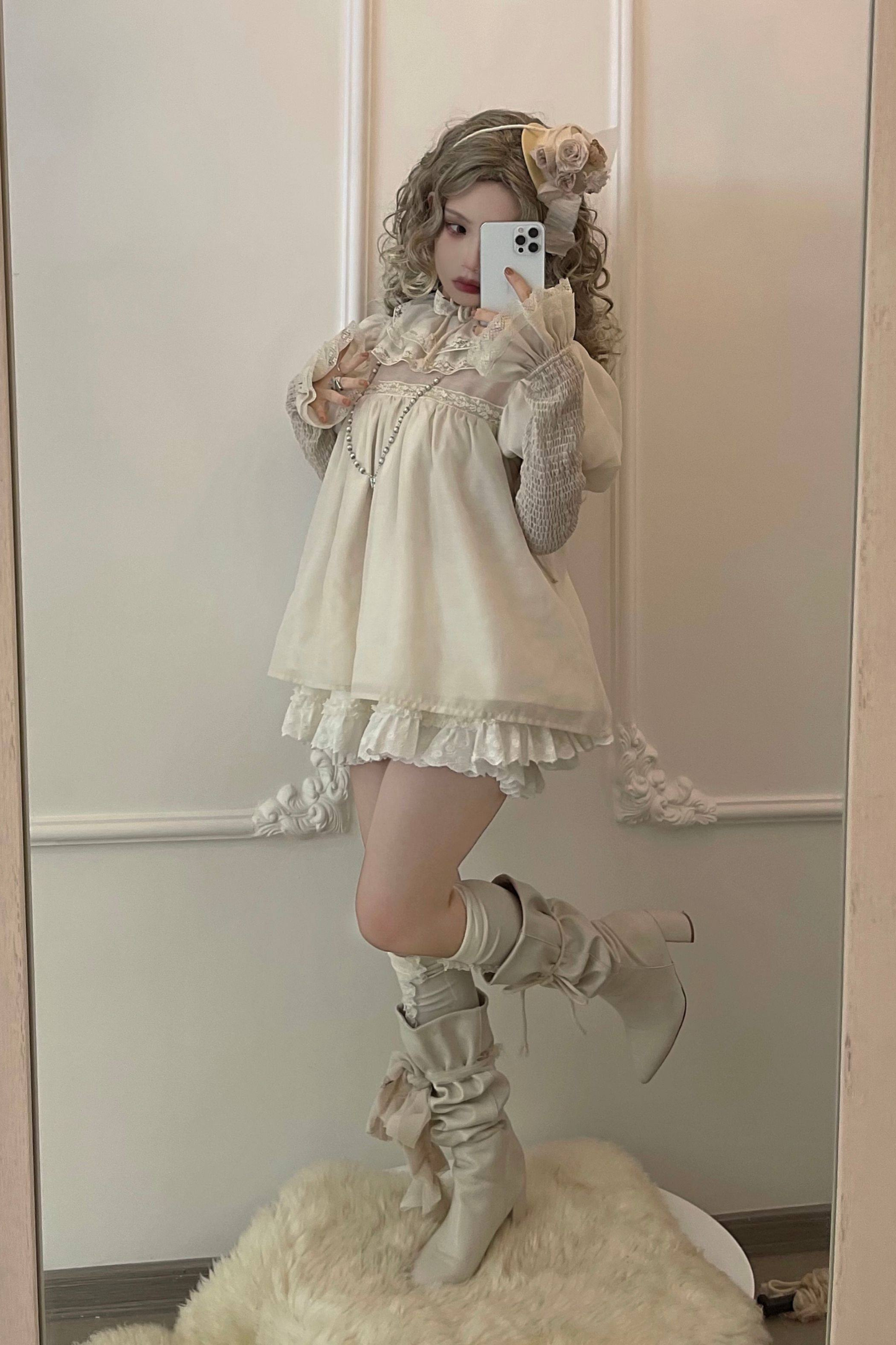 Silk Cotton Ruffle Collar Blouse + Sleeves