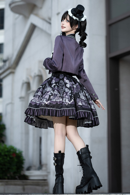Night Alice Magic Theater Lolita Skirt + Shirt + Short Jacket