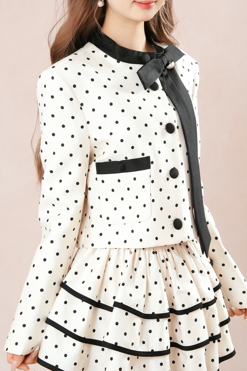 French Dot Jacket + Tiered Skirt