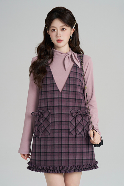 Purple Plaid Ruffle Dress + Top