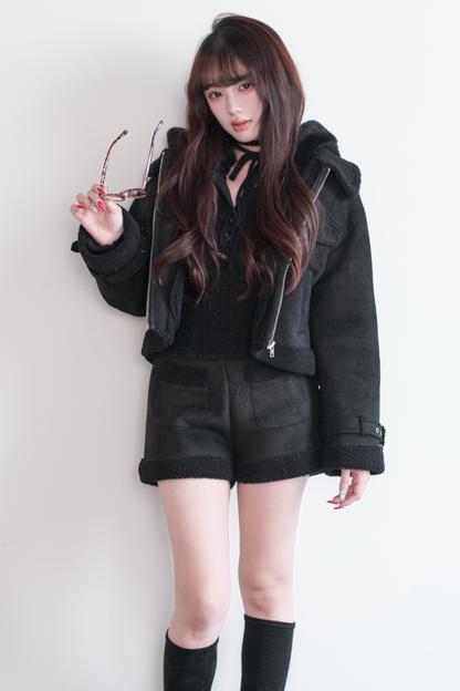 Fur Short Coat + Shorts
