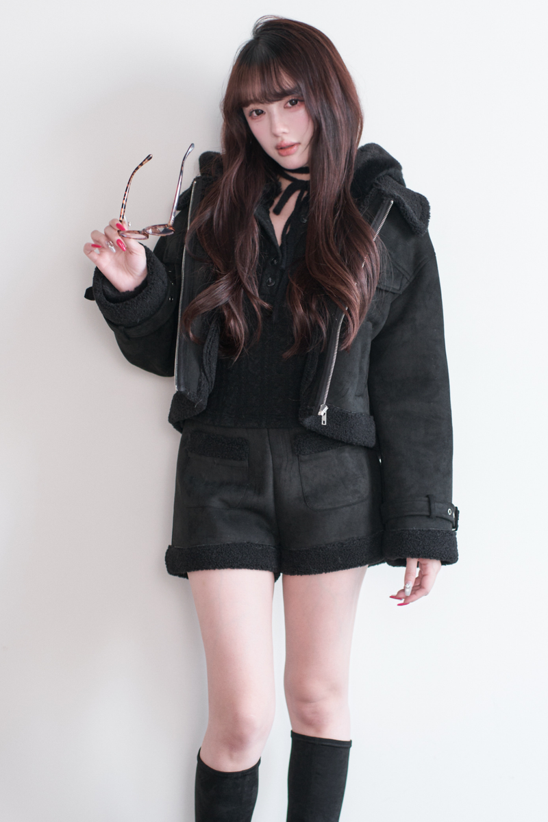 Fur Short Coat + Shorts