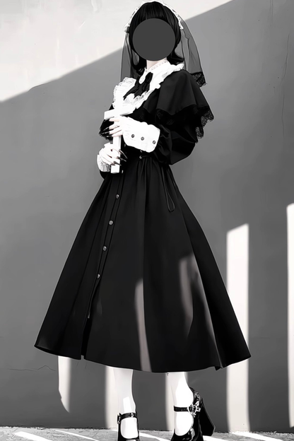 Gothic Layered Lace Long Dress
