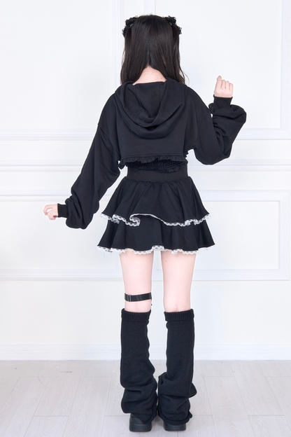 Ribbon Vest + Short Sweatshirt