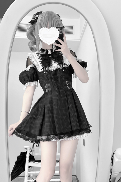 [pre-order] Angel Heart Checkered Dark Kawaii Dress
