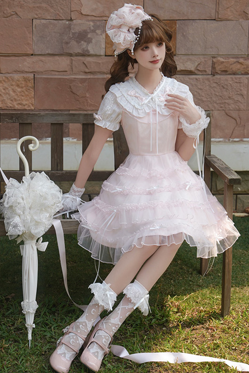 Sweet Girl Doll Collar Lolita Top + Skirt