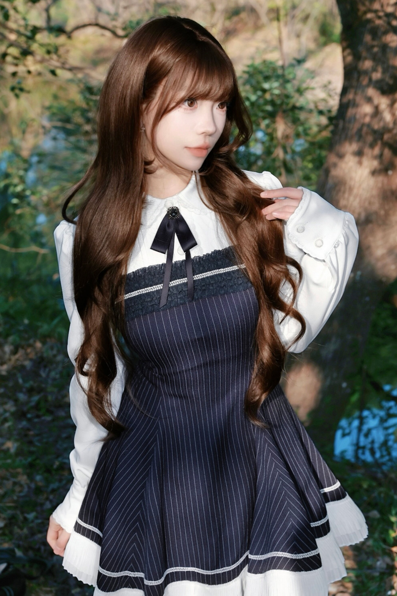 Retro Girly Striped a Line Dress