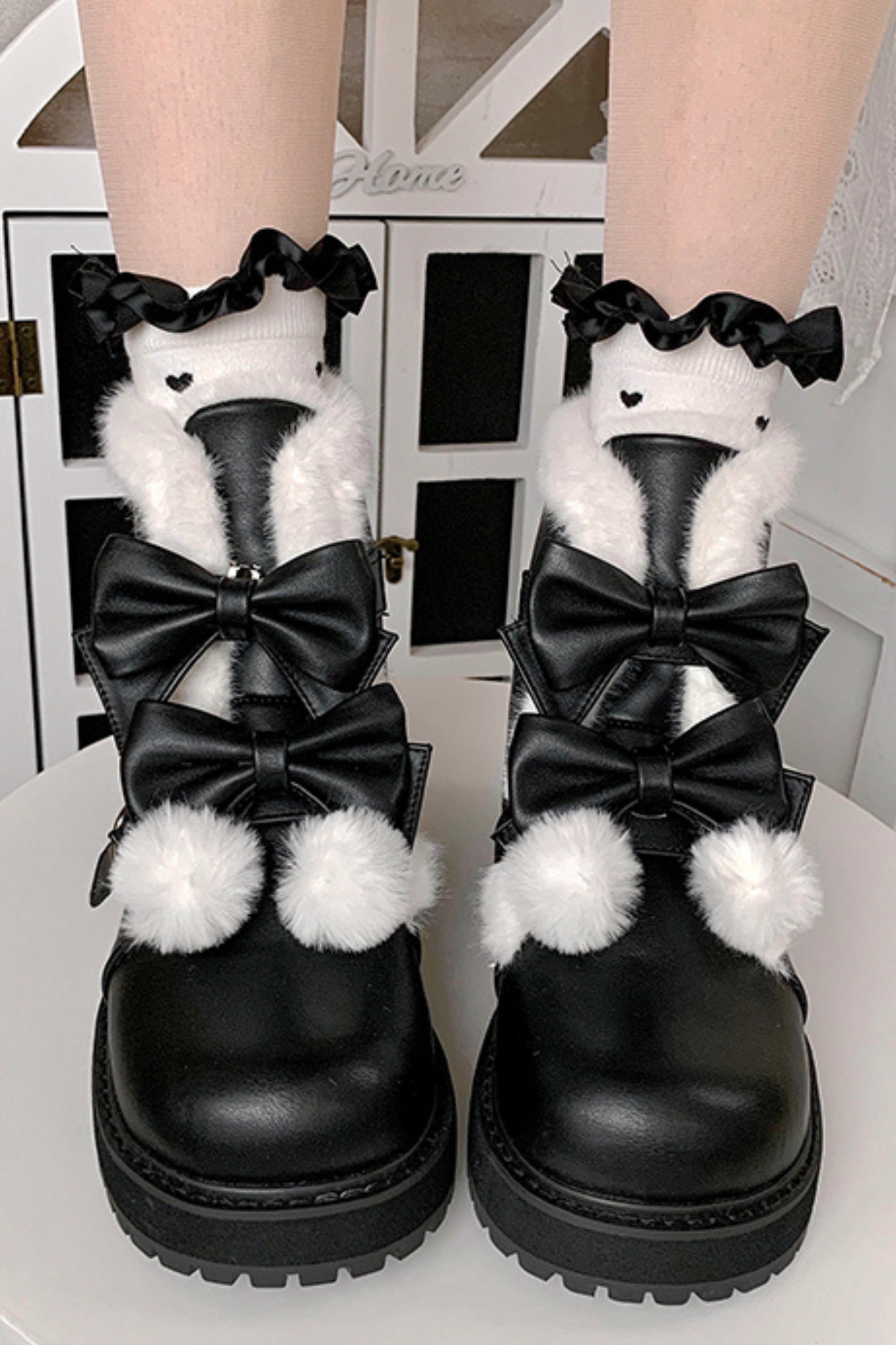 Ribbon Platform Sole Boots