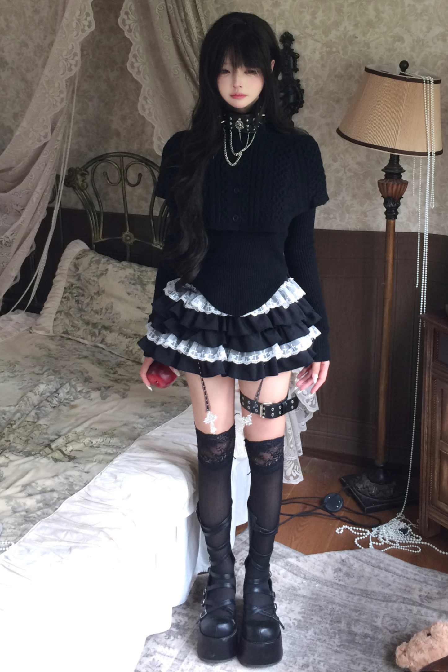 French Dark Tops + Tiered Skirt