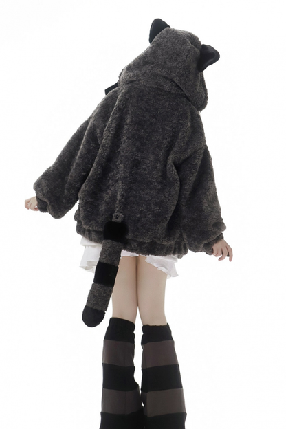 Raccoon Fur Jacket + Sweatshirt + Skirt + Pants + Leg Sleeve