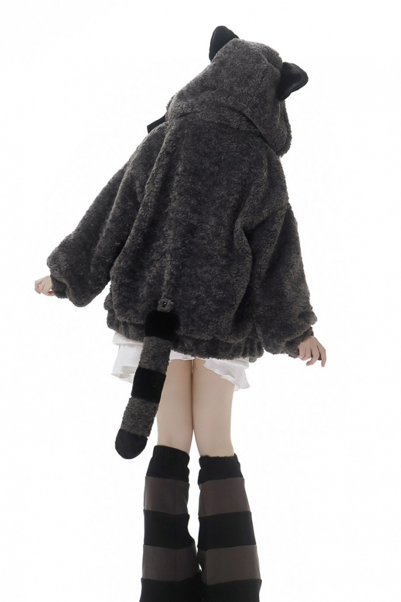 Raccoon Fur Jacket + Sweatshirt + Skirt + Pants + Leg Sleeve