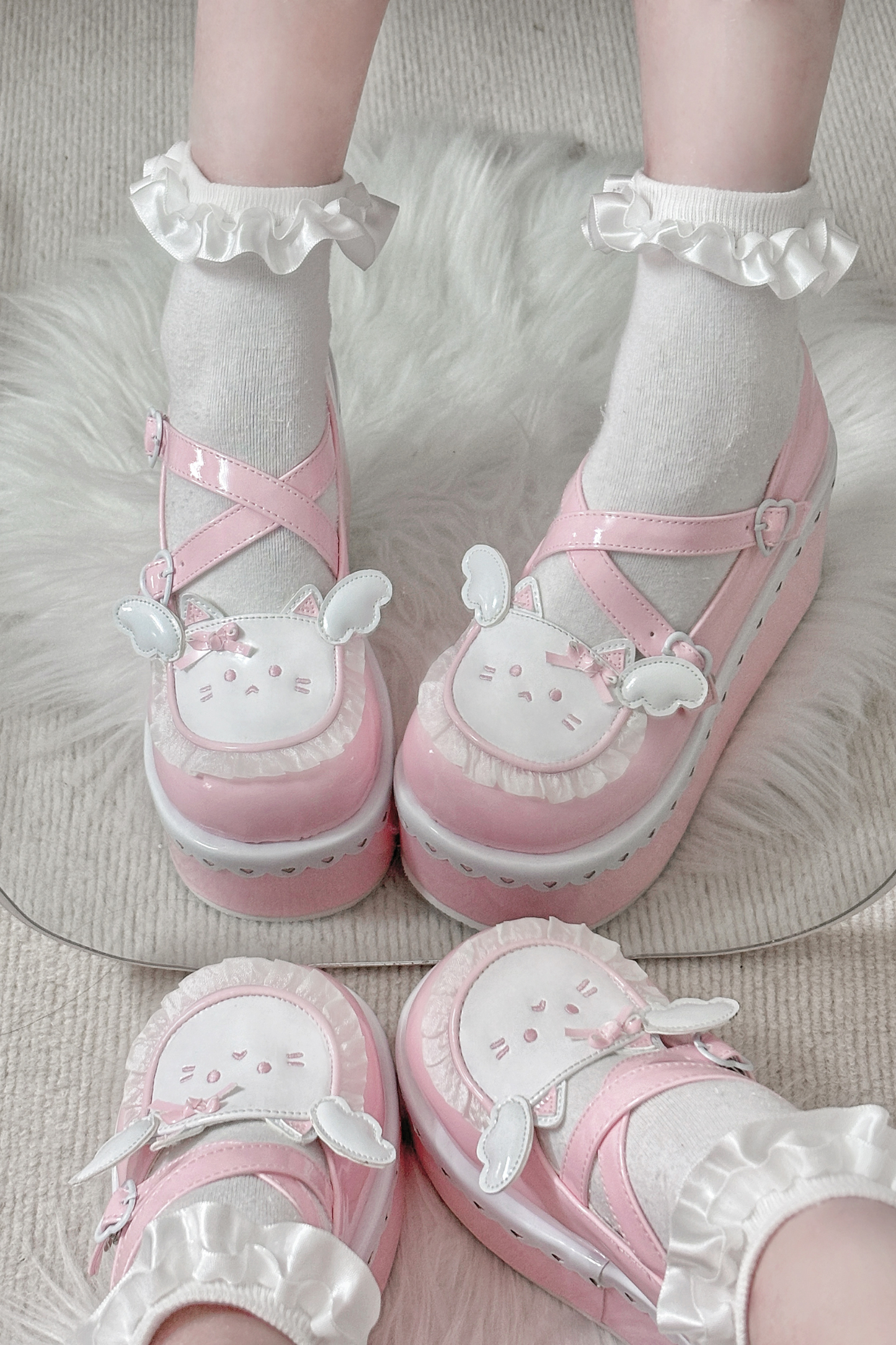 Meow Fray Animal Platform Shoes