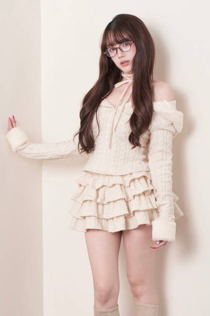 Cable Knit Top + Tiered Skirt
